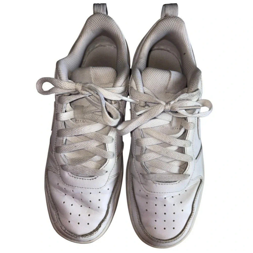 Nike Court Borough Low 2 White Leather Sneakers‎ Kids Size 6.5Y BQ5448 100
